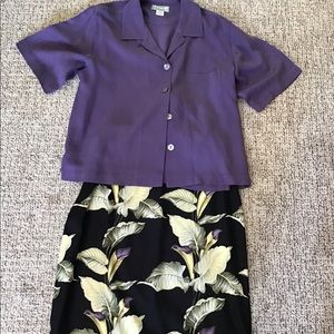 Tommy Bahama Silk Blouse & Skirt Set